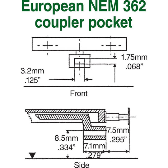 Kadee, #19 HO Scale NEM 362 European-Style Couplers - Long (10.67mm , .420 inch , 27/64")