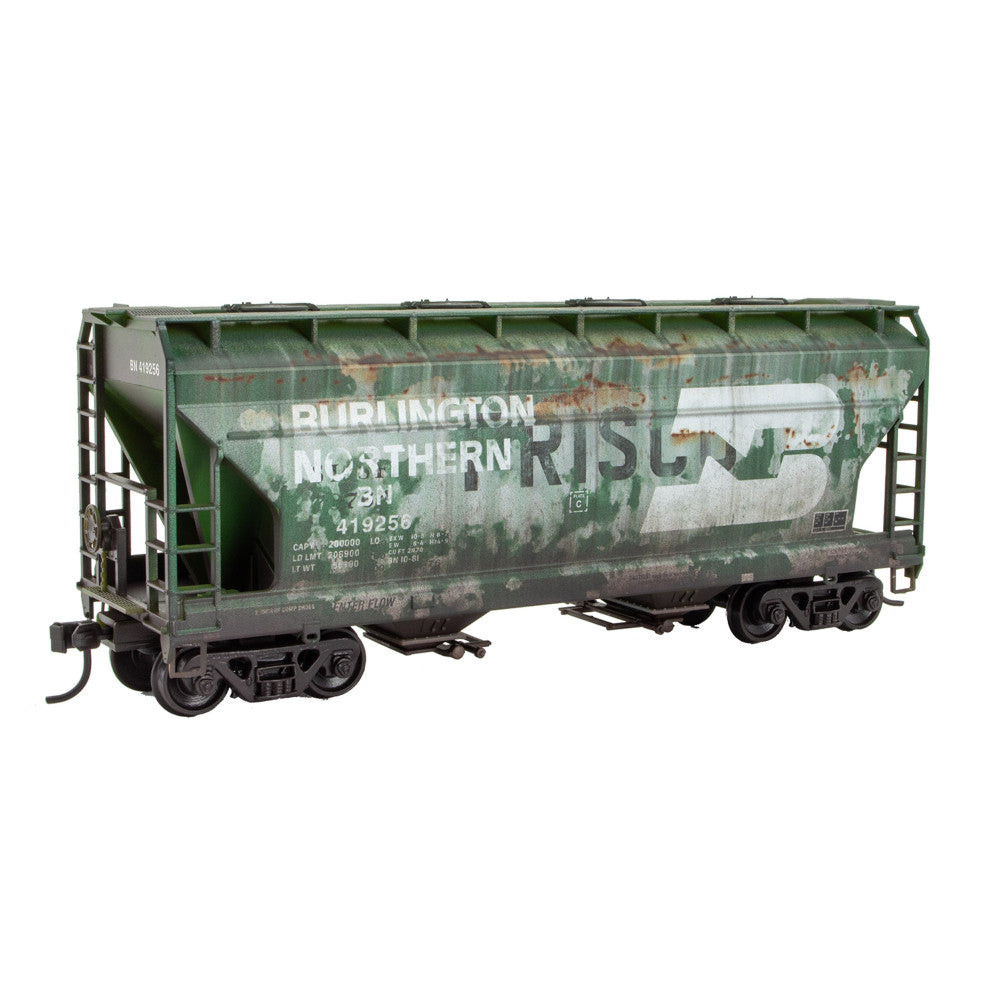 Micro-Trains by Atlas, 2200-10008, HO Scale, AFC 2-Bay Covered Hopper, Burlington Northern ex-SLSF, #419256, Weathered KIT