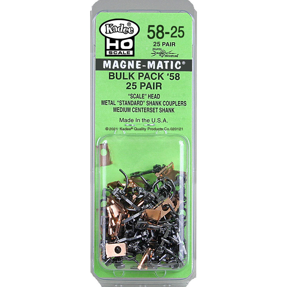 Kadee HO 58-25 Scale Metal Couplers With Medium Centerset Shank (Bulk Pack 25 Pair)
