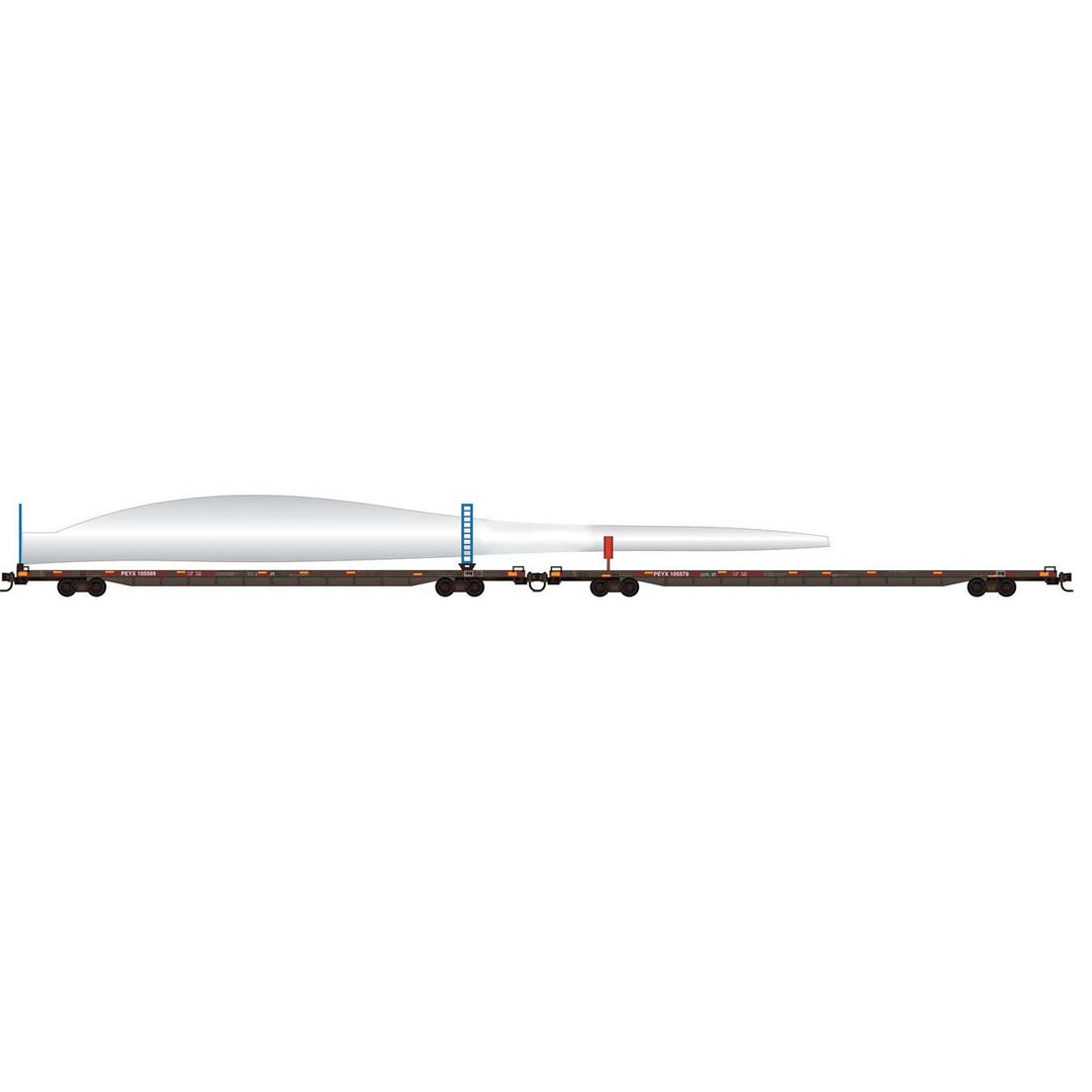Micro-Trains Lines, 983 02 284, 89'4" Flatcar Set w/Wind Turbine Blade, & Holder Kit &  #105589, 105579- Ready to Run