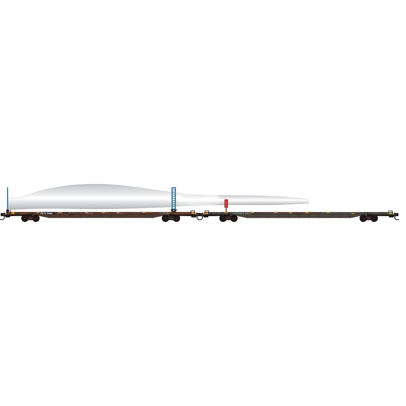 Micro-Trains Lines, 983 02 285, 89'4" Flatcar Set w/Wind Turbine Blade, & Holder Kit,  #2066 & #2075- Ready to Run