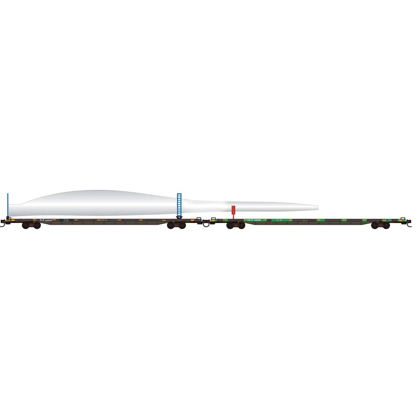 Micro-Trains Lines, 983 02 286, 89'4" Flatcar Set w/Wind Turbine Blade, & Holder Kit,  #105569& #105598 - Ready to Run