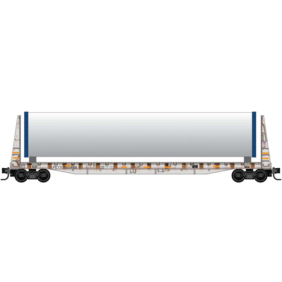 Micro Trains Line, 544 44 473,  N Scale, 61' 8" Bulkhead Flatcar w/Wind Component Load - Ready to Run, Road, #35462