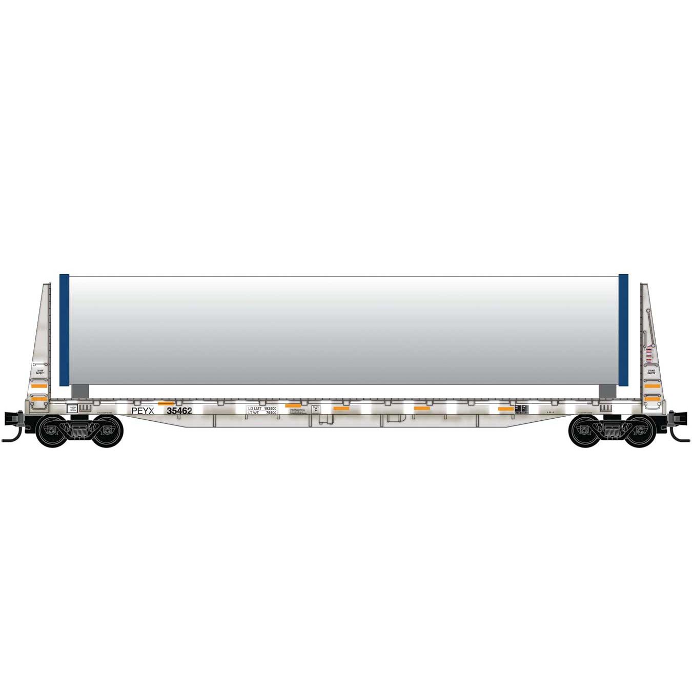 Micro Trains Line, 544 44 474,  N Scale, 61' 8" Bulkhead Flatcar w/Wind Component Load - Ready to Run, Road, #35490