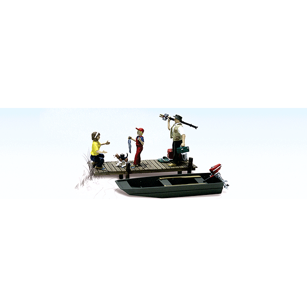 Woodland Scenics, HO Scale, A1923, Family Fishing - Scenic Accents