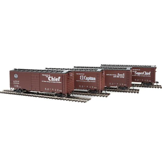 Walthers, 910-51400, HO Scale, 40' PS-1 Boxcar, Santa Fe, Set #1, 4 Pack USED