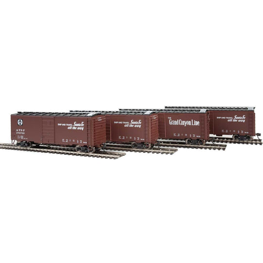 Walthers, 910-51400, HO Scale, 40' PS-1 Boxcar, Santa Fe, Set #1, 4 Pack USED