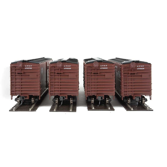 Walthers, 910-51400, HO Scale, 40' PS-1 Boxcar, Santa Fe, Set #1, 4 Pack USED