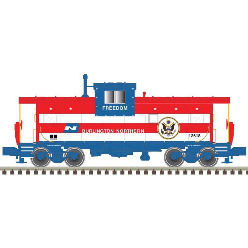 Atlas, N Scale, 50004138, Extended-Vision Caboose, Burlington Northern, #12618 Bicentennial , Red, White, Blue