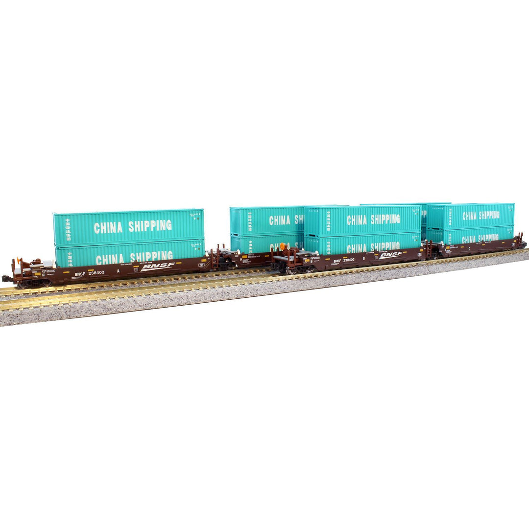 Kato, N Scale, 106-6212, Maxi-I Well Cars, China Shipping Containers, BNSF (Swoosh), #238403 (5)