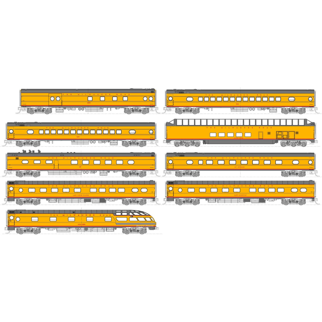 Kato, 106-089, N Scale, Olympian Hiawatha 9-Car Passenger Set, Post-1955 Version, Milwaukee Road