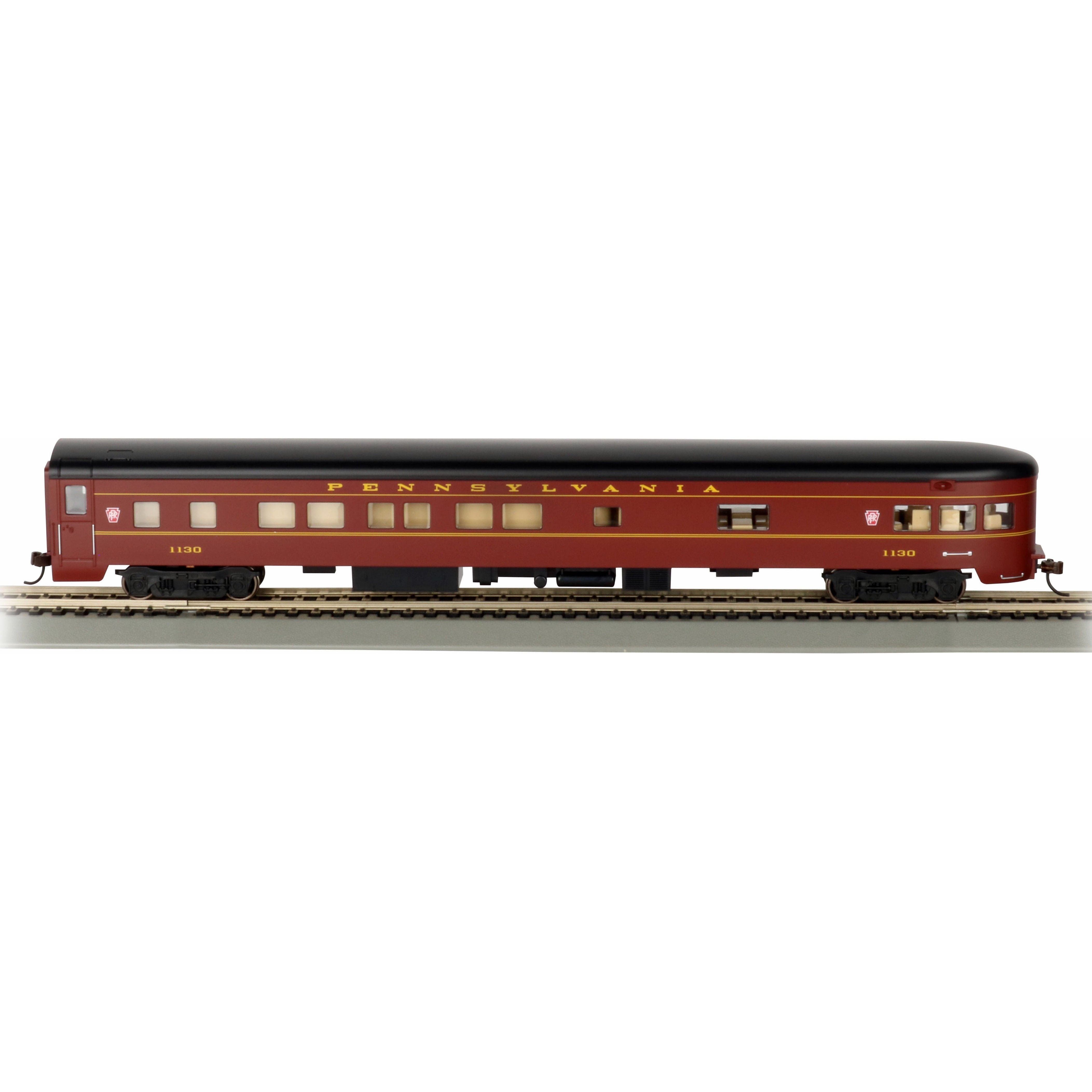 Bachmann, HO Scale, 14311, 85' Smooth Side Observation Car with Lighting, Pennsylvania Railroad, #1135