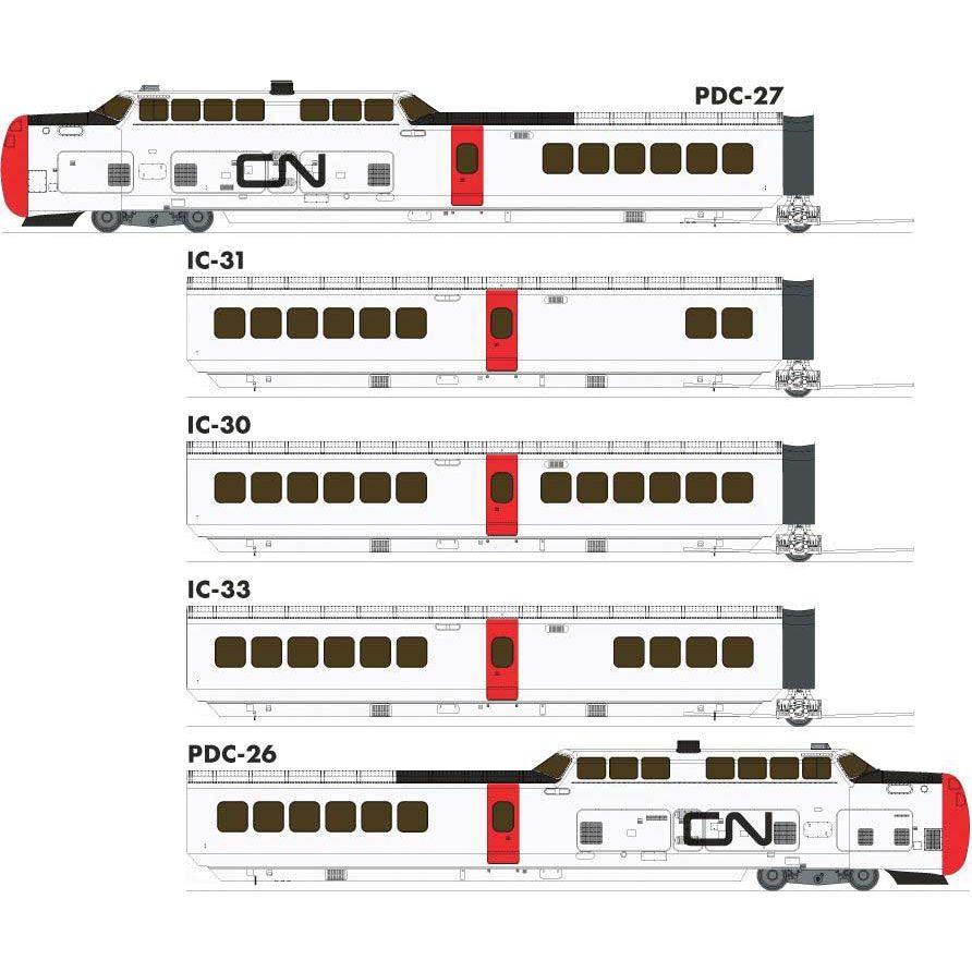 Rapido, HO Scale, 203505 UAC TurboTrain 5-Car Car Set, Canadian National, DCC and Sound