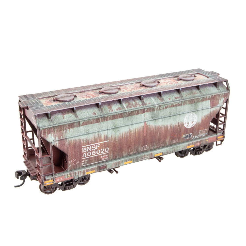 Micro-Trains, 2200-007, HO Scale, AFC 2-Bay Covered Hopper, BNSF, #406020, Weathered KIT