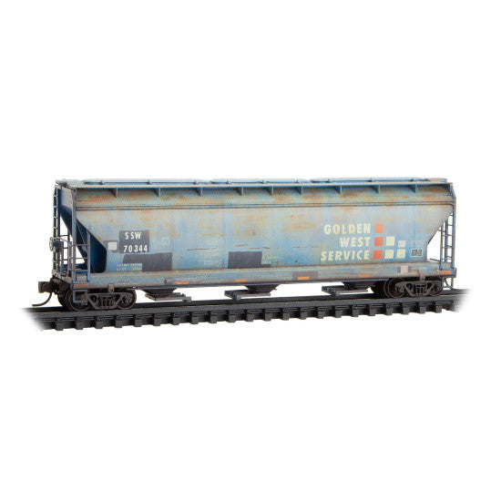 Micro-Trains, 983 05 092, N Scale, Weathered 3-Bay Covered Hopper, Union Pacific ex-SSW ex-GWS, 3-Pack