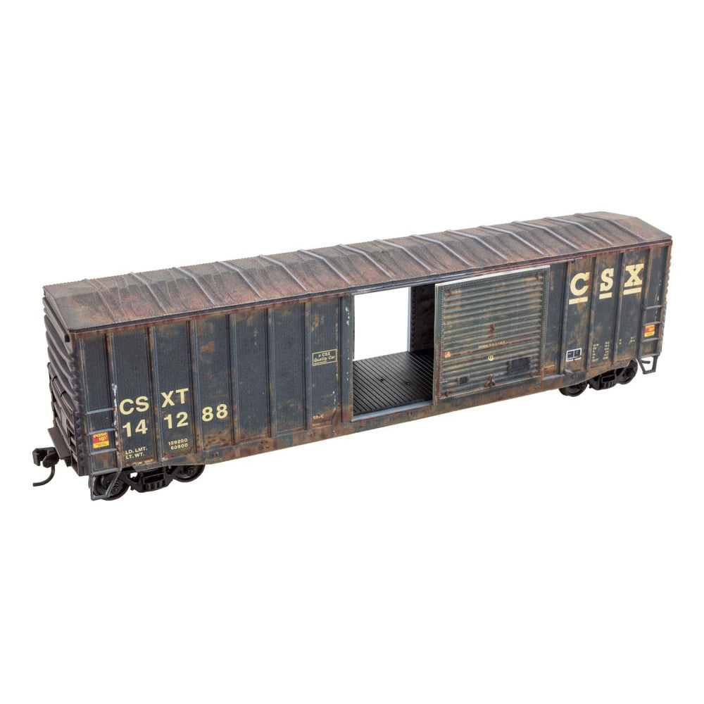 Micro-Trains, 5600-005, HO Scale, 50' Exterior Post Welded Steel Box Car, CSX, #141288, Weathered