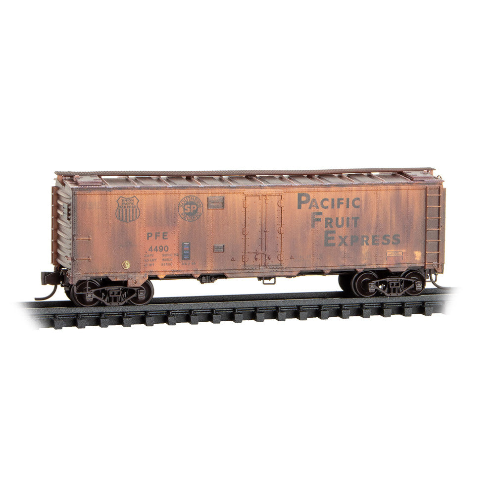 Micro-Trains, 983 05 098, N Scale, 40' Steel Ice Reefers, Pacific Fruit Express, Weathered, 2-Pack
