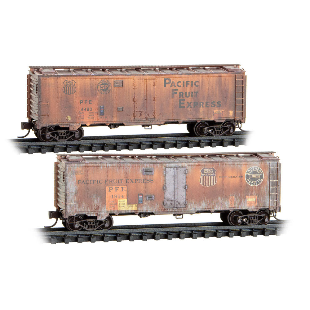 Micro-Trains, 983 05 098, N Scale, 40' Steel Ice Reefers, Pacific Fruit Express, Weathered, 2-Pack