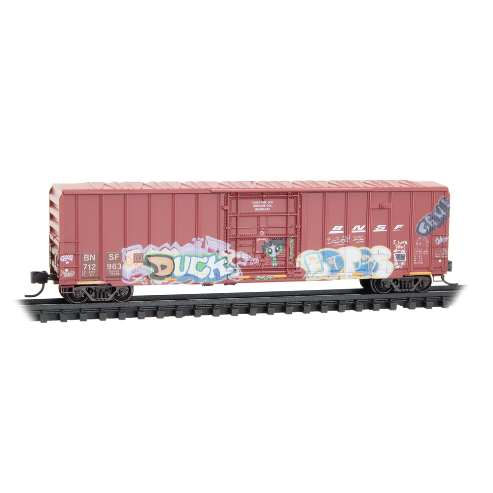 Micro-Trains, N Scale, 983 02 289, 50' Rib Side Boxcar, BNSF, Christmas Graffiti, 3-Pack