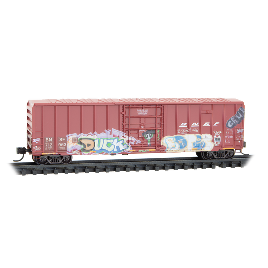 Micro-Trains, N Scale, 983 02 289, 50' Rib Side Boxcar, BNSF, Christmas Graffiti, 3-Pack