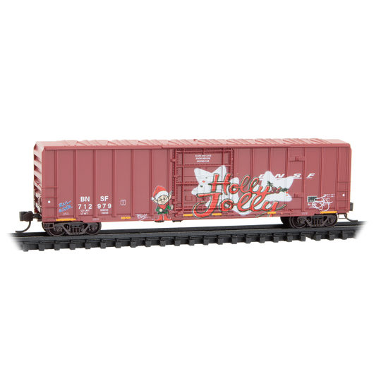 Micro-Trains, N Scale, 983 02 289, 50' Rib Side Boxcar, BNSF, Christmas Graffiti, 3-Pack