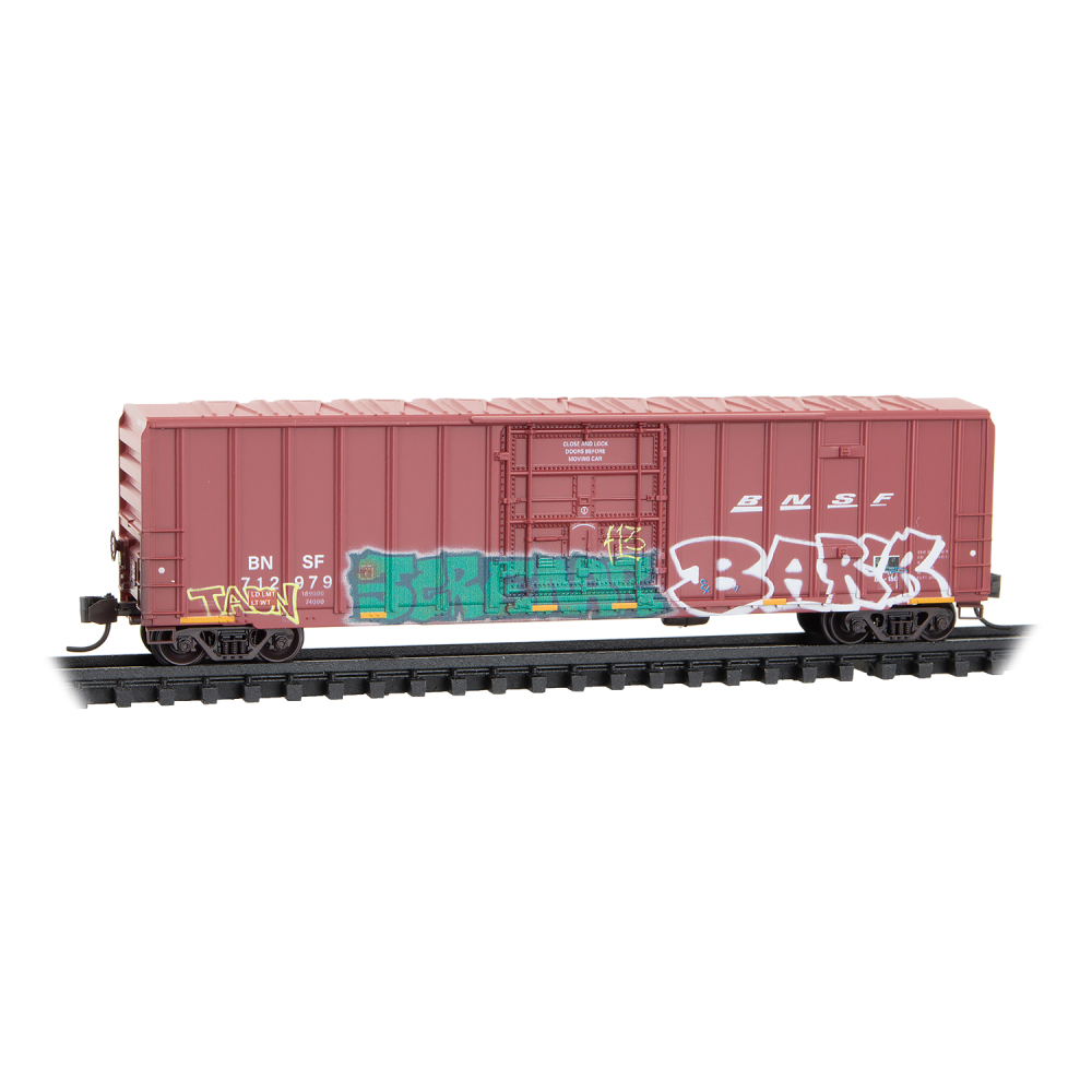 Micro-Trains, N Scale, 983 02 289, 50' Rib Side Boxcar, BNSF, Christmas Graffiti, 3-Pack