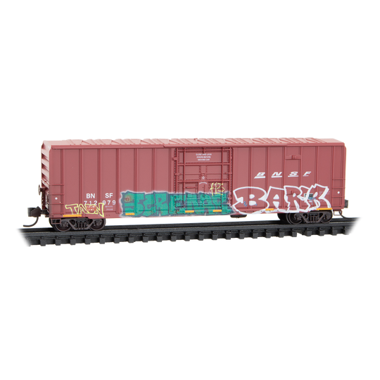 Micro-Trains, N Scale, 983 02 289, 50' Rib Side Boxcar, BNSF, Christmas Graffiti, 3-Pack