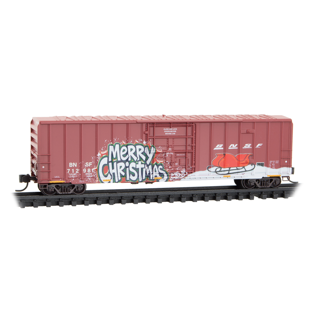 Micro-Trains, N Scale, 983 02 289, 50' Rib Side Boxcar, BNSF, Christmas Graffiti, 3-Pack