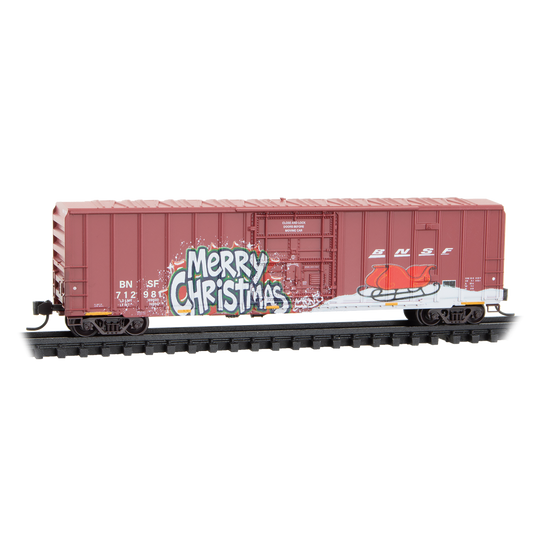 Micro-Trains, N Scale, 983 02 289, 50' Rib Side Boxcar, BNSF, Christmas Graffiti, 3-Pack
