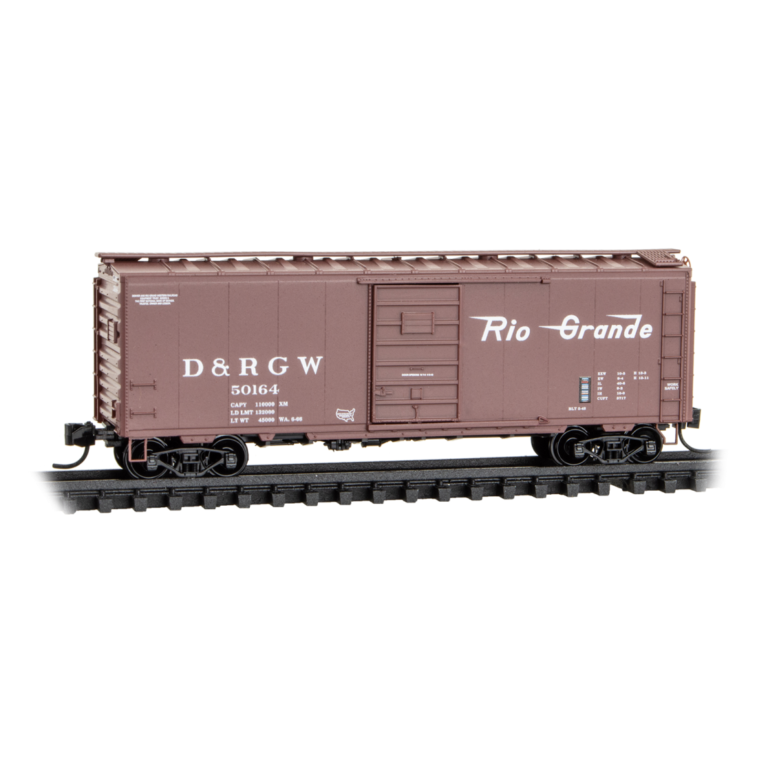 Micro-Trains, 020 00 537, N Scale, 40' Standard Boxcar, Denver & Rio Grande Western, #50164