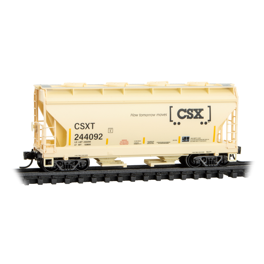 Micro-Trains, 092 00 650, N Scale, 2-Bay Covered Hopper, CSX, #244092