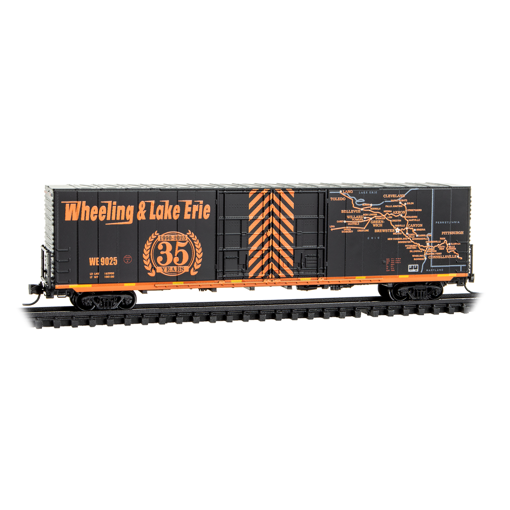 Micro-Trains, 102 00 330, N Scale, 60' Boxcar Excess Height, Double Plug Doors, Wheeling & Lake Erie, #WE9025