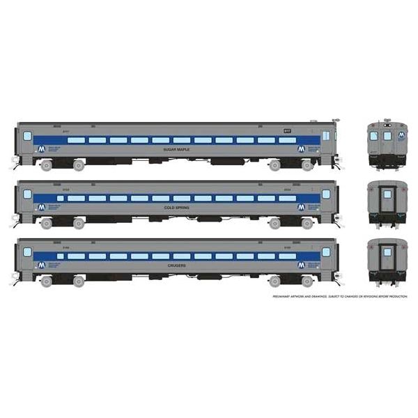 Rapido Trains Inc, 128548, HO Scale, MBTA, P-S Comet Commuter 2 Coach and Cab Car Set, Metro-North Set #2