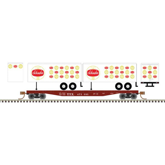 Atlas, N Scale, 50006515, HO Scale, Flat Car with 24' Trailers, TTX, Schaefer, #475096