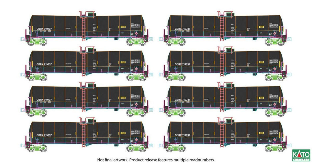 Kato, 106-4802, N Scale, Greenbrier Tank, Set of 8, GRBX, Set B