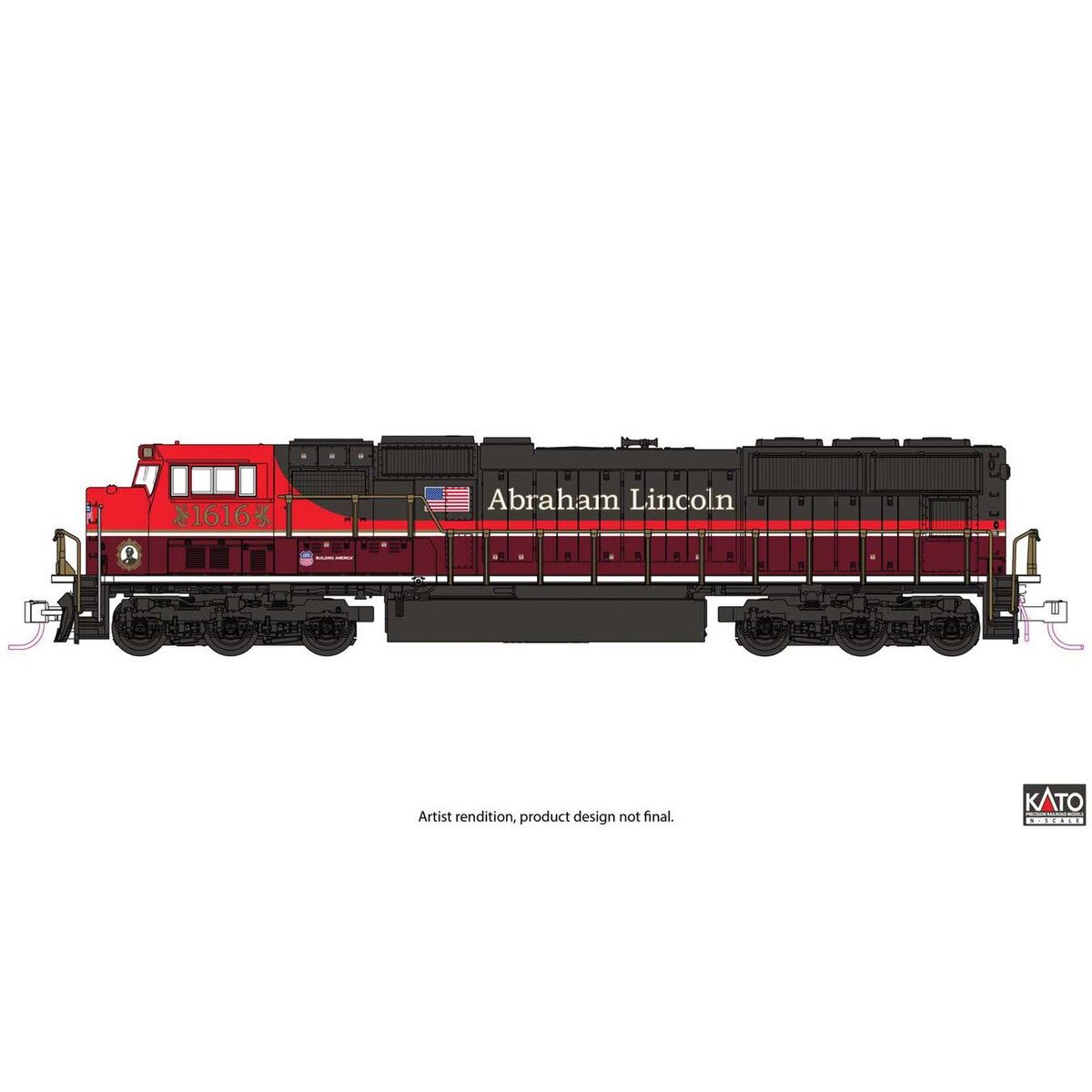 Kato, 176-1616S, N Scale, SD70M Flat Radiator Diesel Locomotive, UP, #1616 "Abraham Lincoln", DCC & Sound Equipped