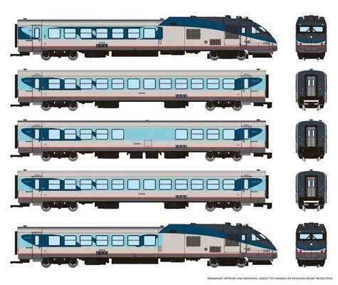 Rapido, 525505,  N Scale, RTL Turboliner Set, Phase V, Amtrak, DCC & Sound