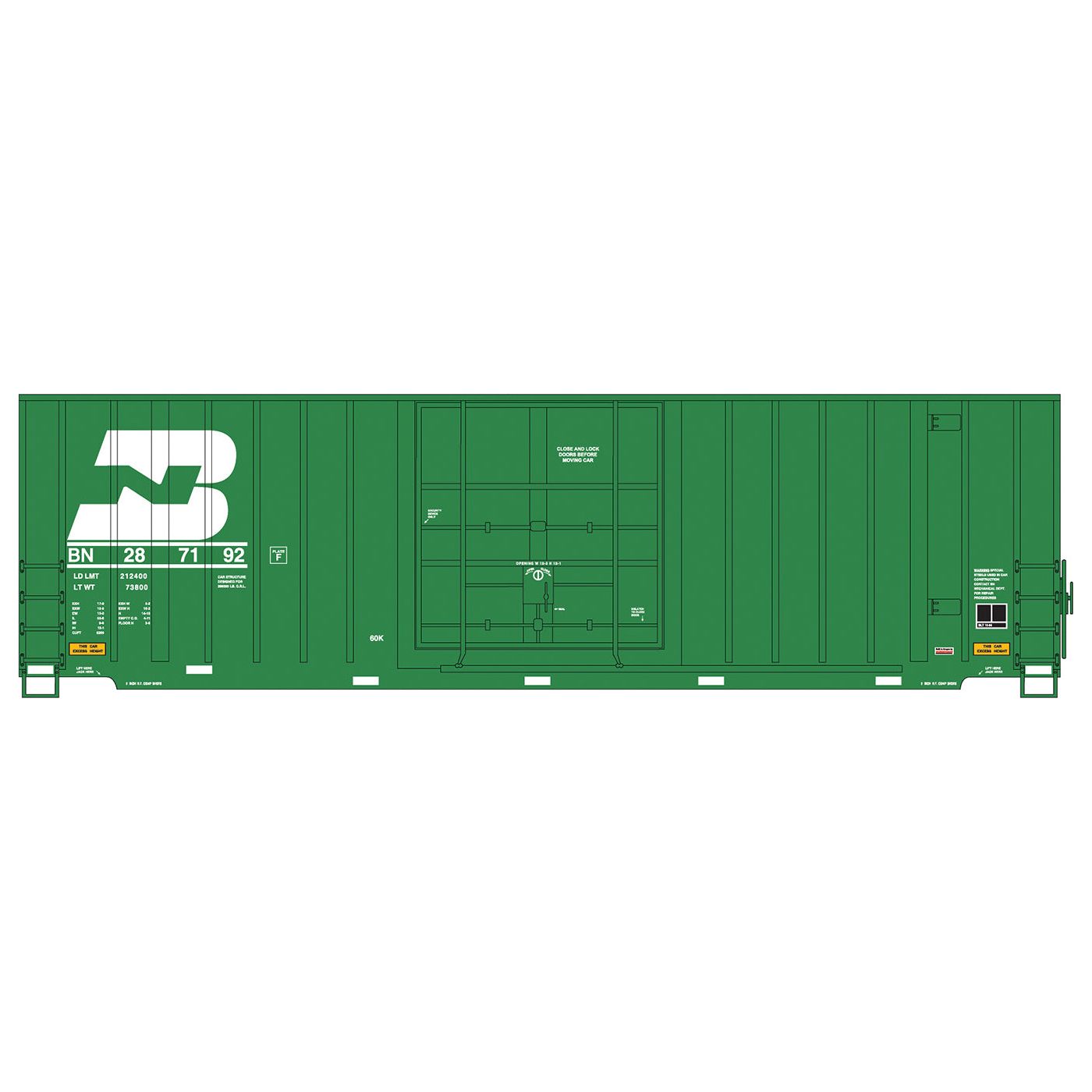 InterMountain, 4130001-04, HO Scale, Gunderson 50' High Cube Double Door Box Car, Burlington Northern, #287252