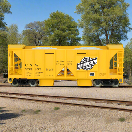 Bowser, HO  Scale, 42792, 70-Ton Ballast Car with Side Chutes, Chicago and North Western, #X201833