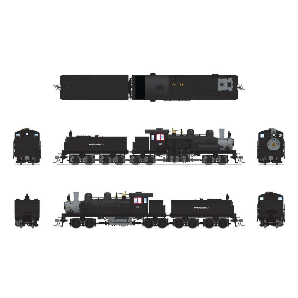 Broadway Limited Imports, 7822, HO Scale, Class D 4-Truck Shay, Mower Lumber Company, #12, Paragon4 Sound/DC/DCC, Smoke