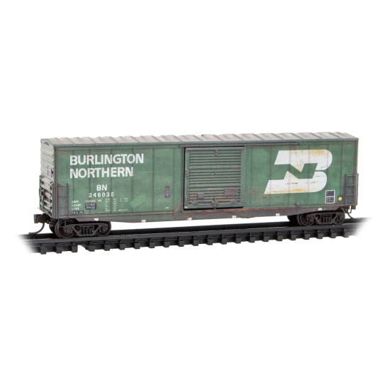 Atlas, 180144480, 50ft Standard Box Car Plug Door w/o Roofwalk, Burlington Northern, #246038, Weathered