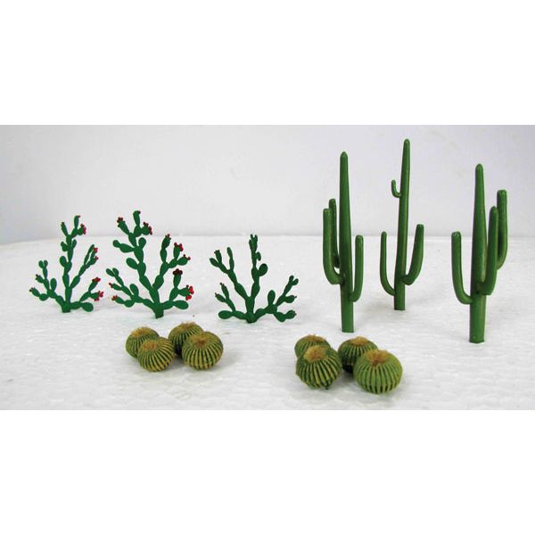 JTT Miniature Tree, HO Scale, 1/4"-2 1/2" Assorted Cactus, 95613, 13 Pack