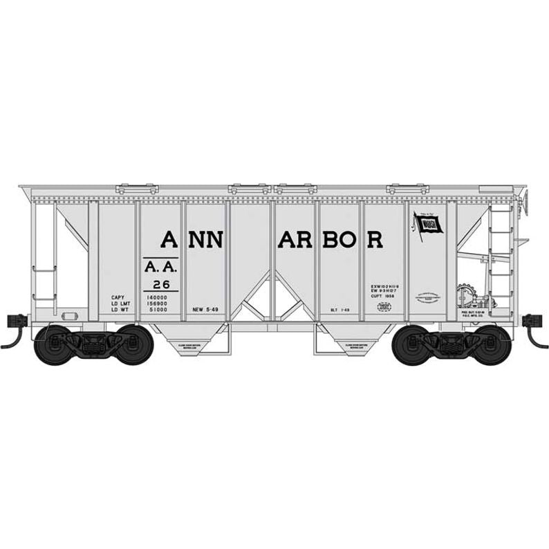 Bowser, HO Scale, 42741, 70-Ton 2-Bay Covered Hopper, Ann Arbor, #26