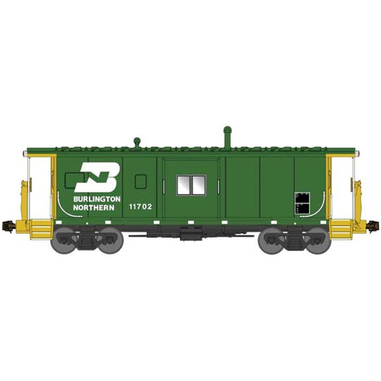 Bluford Shops, N Scale, 40250, International Car Half-Bay Window Caboose, Burlington Northern, #11702