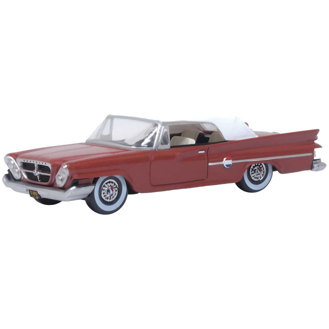 Oxford Diecast, 87CC61004,  HO Scale, 1961 Chrysler 300 Convertible - Top Up (Cinnamon, White)