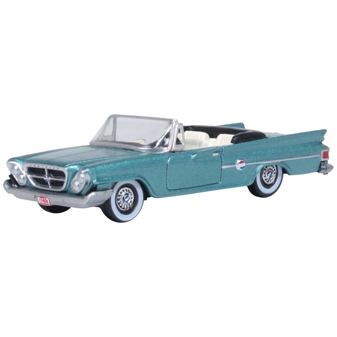 Oxford Diecast, 87CC61005,  HO Scale, 1961 Chrysler 300 Convertible - Top Down Tahitian Turquoise