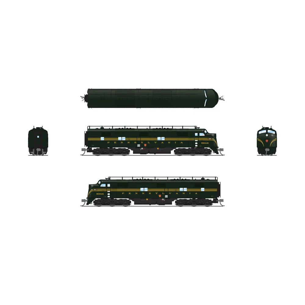 Broadway Limited, 8772, N Scale, EMD E7A/Unpowered B Set w/Sound & DCC - Paragon4(TM) -- Pennsylvania Railroad #5844A, 5844B (5-Stripe, Brunswick Green, yellow)