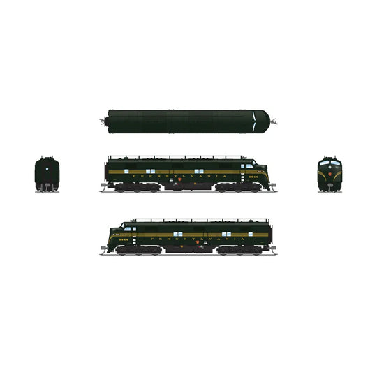 Broadway Limited, 8772, N Scale, EMD E7A/Unpowered B Set w/Sound & DCC - Paragon4(TM) -- Pennsylvania Railroad #5844A, 5844B (5-Stripe, Brunswick Green, yellow)