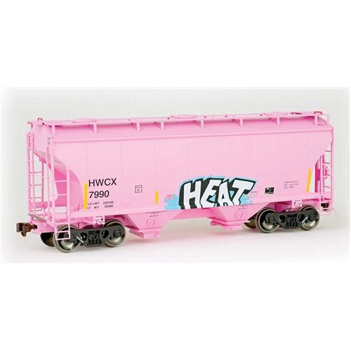 American Limited, HO Scale, 2032, Trinity 3281 2-Bay Covered Hopper, Halliburton, #7990, with HEAT Graffiti