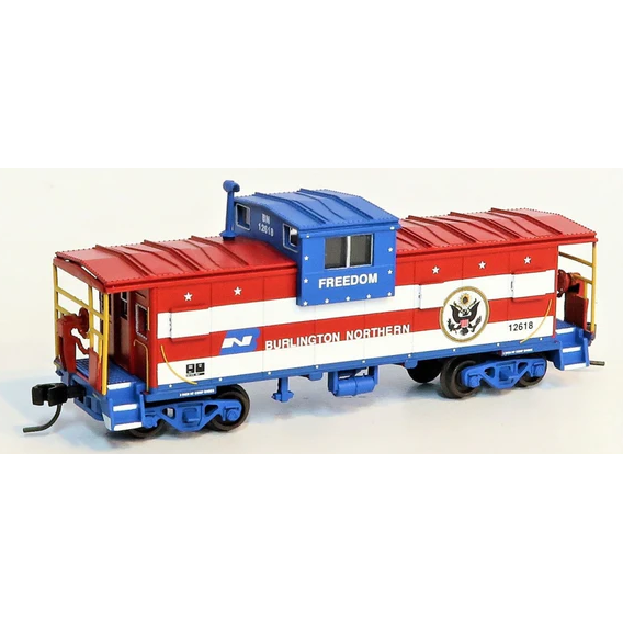 Atlas, N Scale, 50004138, Extended-Vision Caboose, Burlington Northern, #12618 Bicentennial , Red, White, Blue